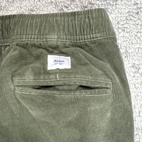 Katin Pants Men's Small‎ Olive Green Corduroy Elastic Waist Drawstring EUC - Picture 9 of 10